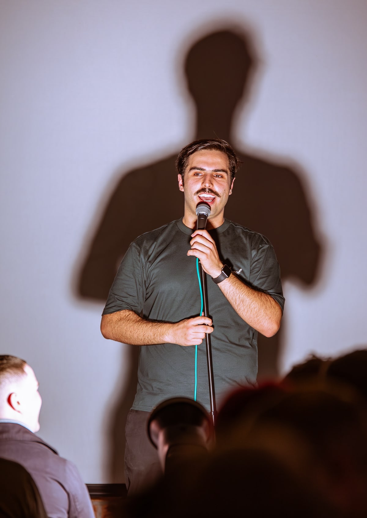 Live comedy at a Pigeon Talk show